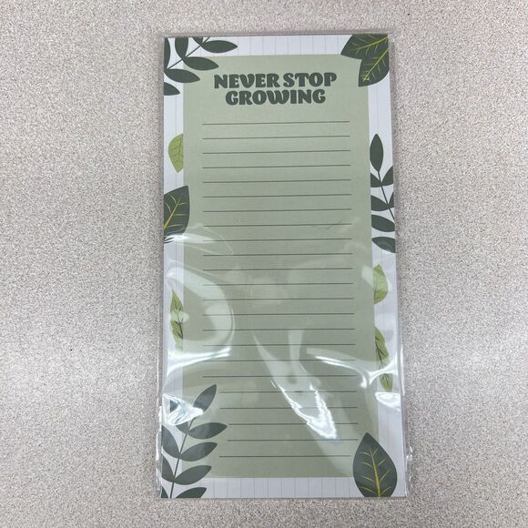NEVER STOP GROWING Notepad List Pad Magnetic Lined Leaf Houseplants Botanical - Picture 1 of 5